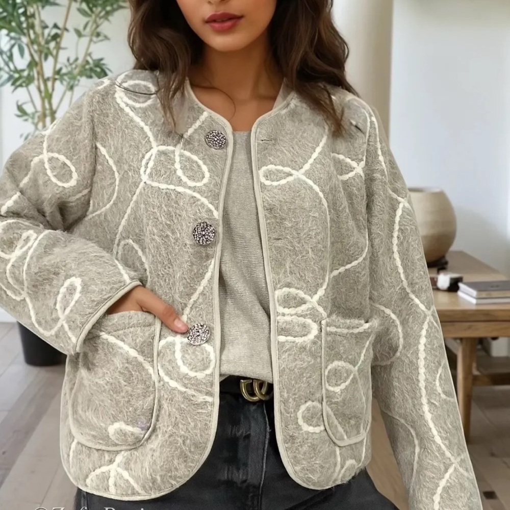 ShopEvelynne Gray and White Teddy Jacket